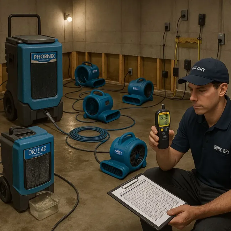 Structural Drying and Dehumidification process in Golden Hills, CA